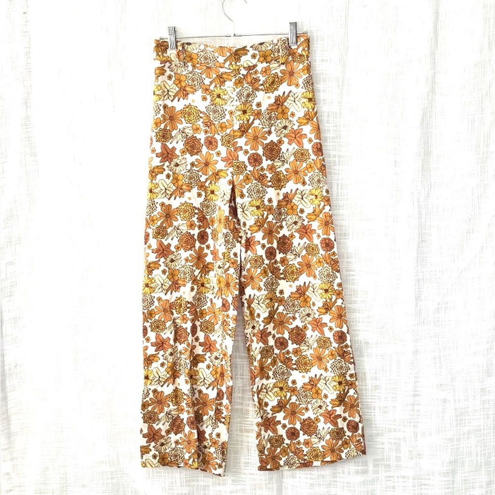 Rachel Zoe Linen Blend Floral Print Wide-Leg Pants